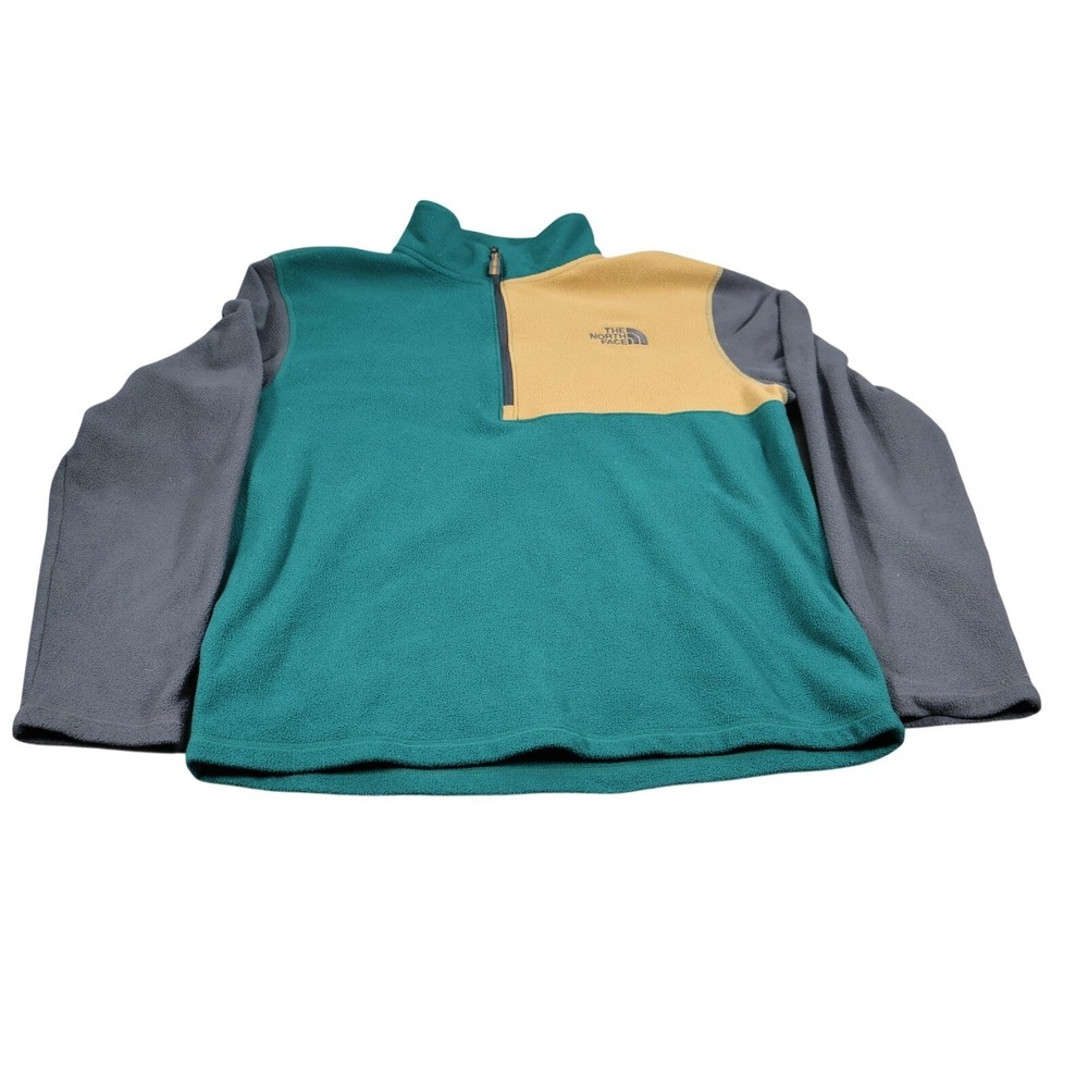 The North Face Sweatshirt Mens M Green Pullover 1/4 Zip Fleece Embroidered Logo
